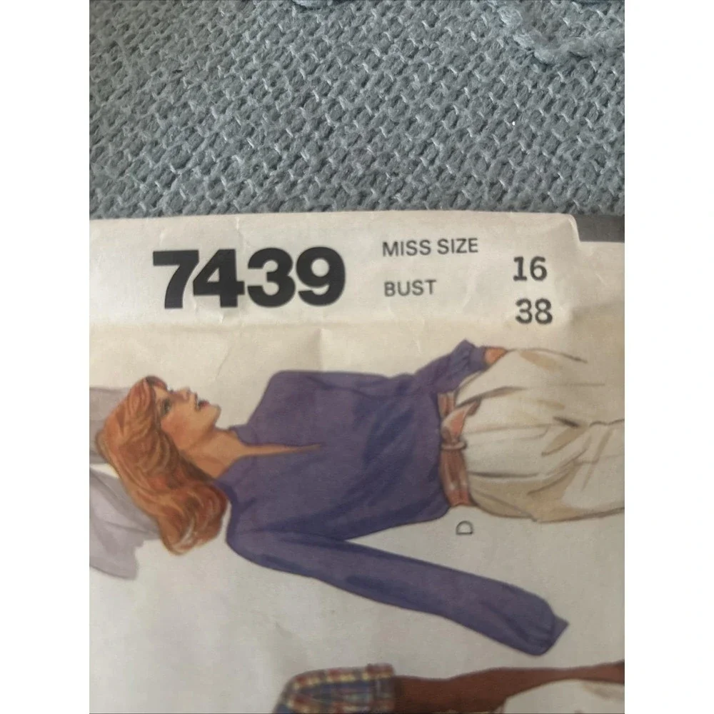 Blouse Shirt Top 16 /38 McCalls 7439 Sewing Pattern Uncut Vintage 1981